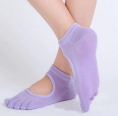 Women Yoga Socks Anti-slip Backless 5 Toe Socks